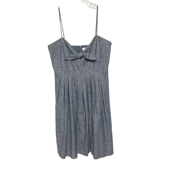 Madewell Size 2 Blue Bow Cutout Pleated Cotton Cami Dress NEW WITH TAGS - Picture 2 of 7